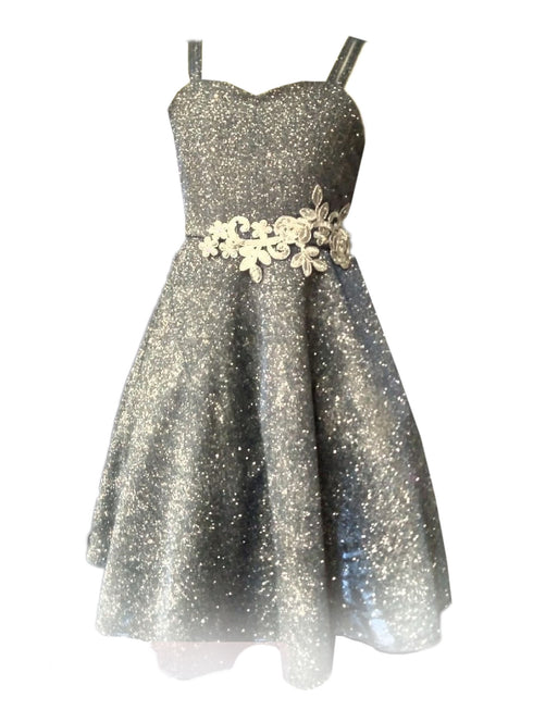 Little Girls Olive Glitter Metallic Strap Flower Girl Dress 2-6 - SophiasStyle.com